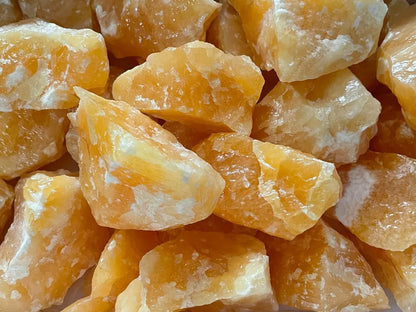 Extra Large Orange Calcite Rough Stones, 3" - 6" Huge Raw Calcite Orange Natural