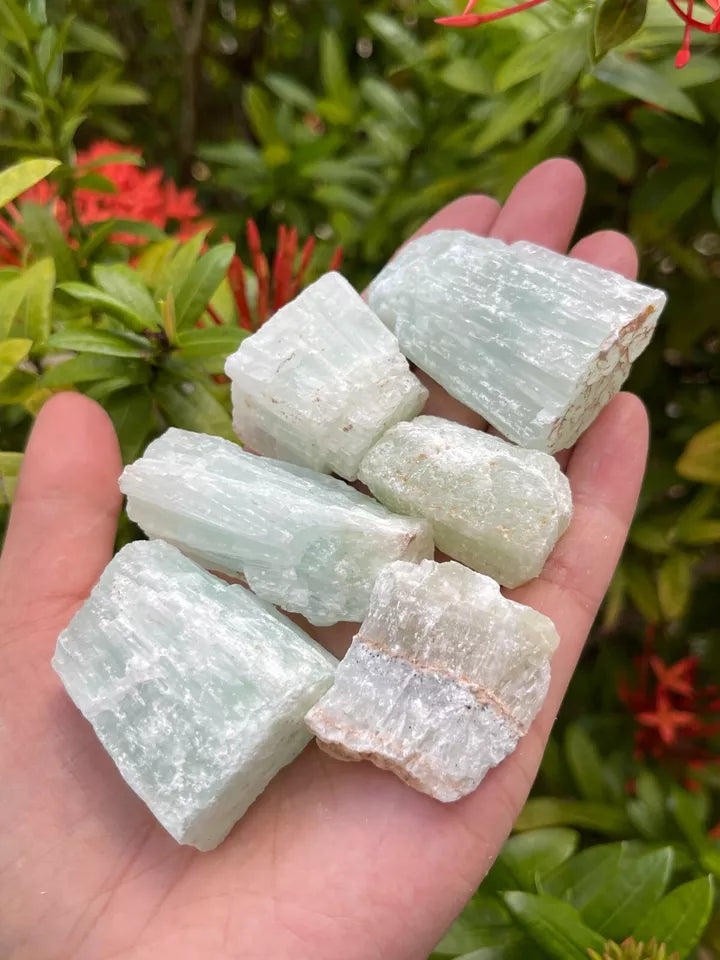 Rough Pistachio Calcite Stone, 1"-2" Raw Aqua Calcite Crystal, Wholesale Bulk