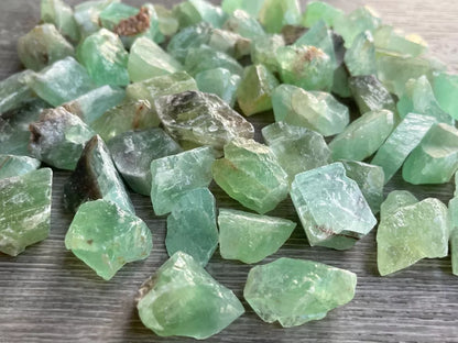 Small Green Calcite Rough Stones, 0.75"-1.25" Raw Calcite Green Chips, Bulk Lot