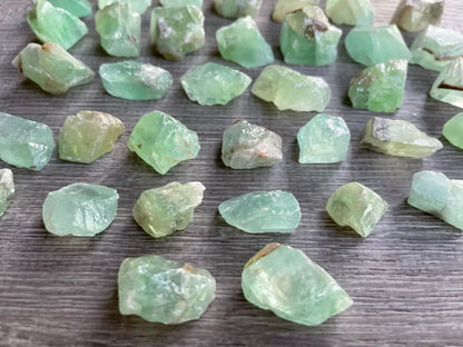 Small Green Calcite Rough Stones, 0.75"-1.25" Raw Calcite Green Chips, Bulk Lot