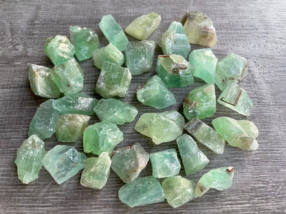 Small Green Calcite Rough Stones, 0.75"-1.25" Raw Calcite Green Chips, Bulk Lot