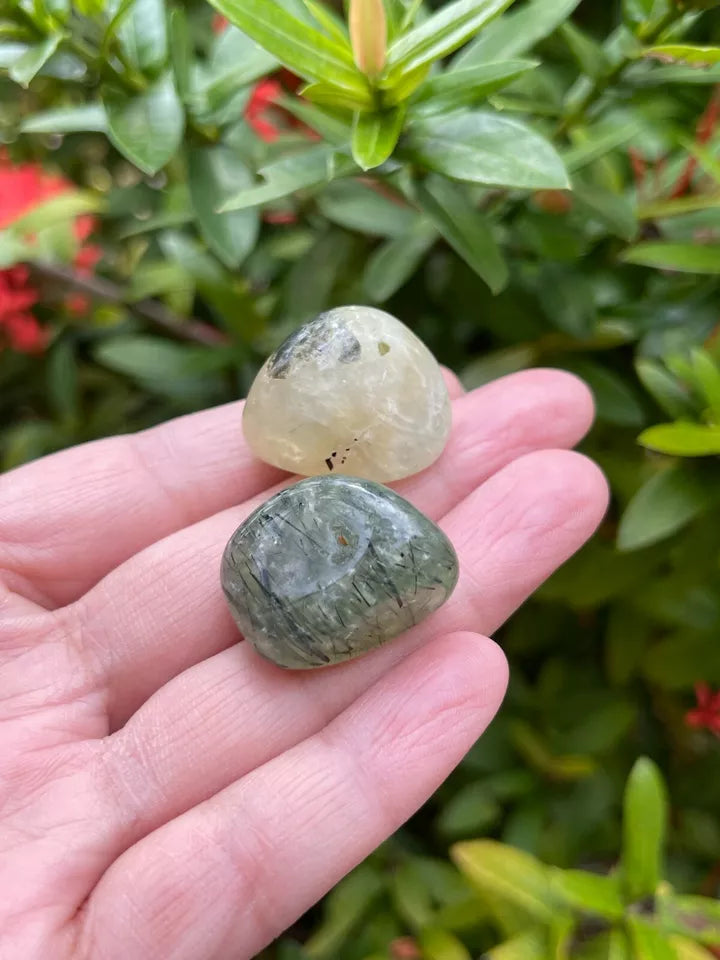 Prehnite With Rutile Tumbled Stones, 0.75-1.25" Tumbled Prehnite Stones,Bulk lot