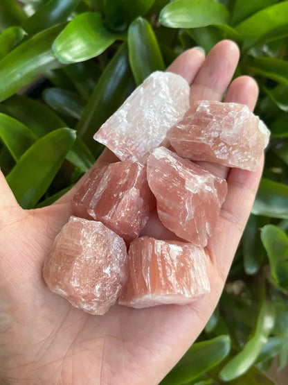 Strawberry Calcite, 1-2" Rough Natural Strawberry Calcite Stones, Wholesale Bulk