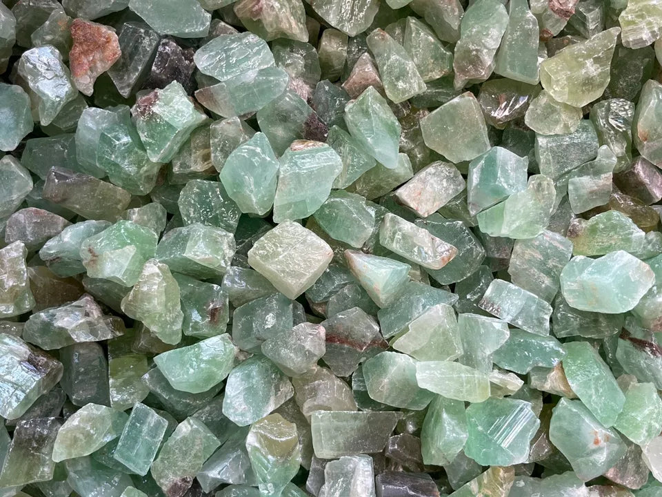 Small Green Calcite Rough Stones, 0.75"-1.25" Raw Calcite Green Chips, Bulk Lot