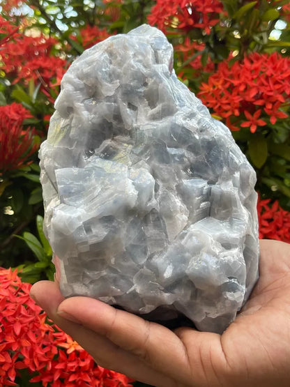 Jumbo Blue Calcite Rough Stones, 2.5" - 7" Massive Raw Calcite Orange Natural