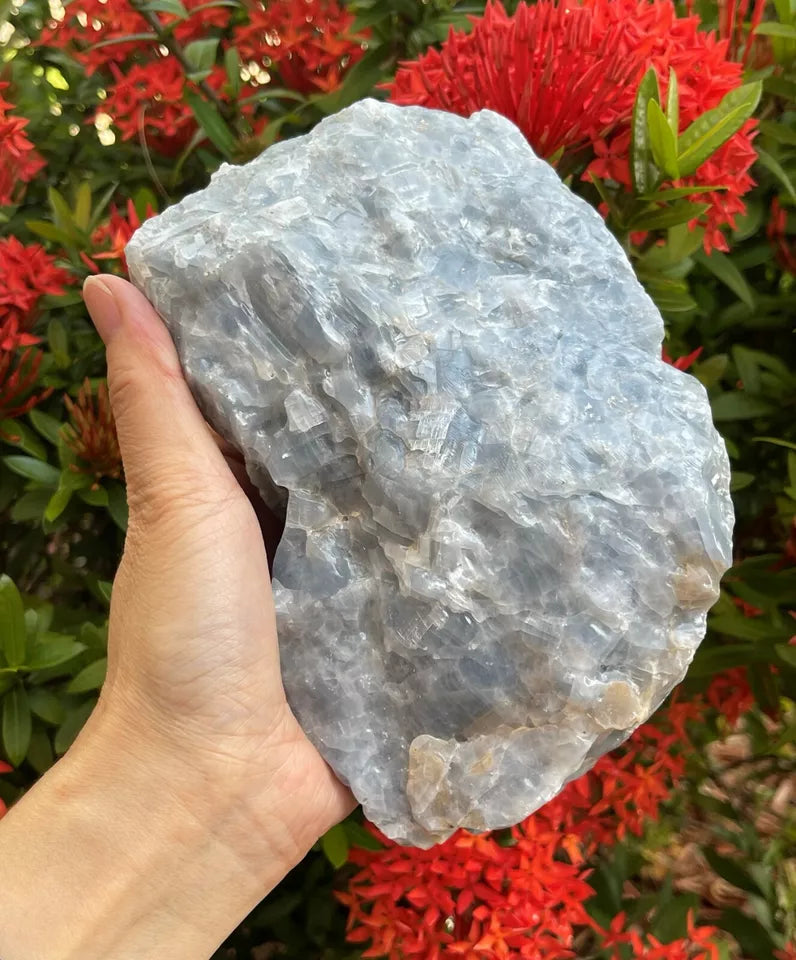 Jumbo Blue Calcite Rough Stones, 2.5" - 7" Massive Raw Calcite Orange Natural