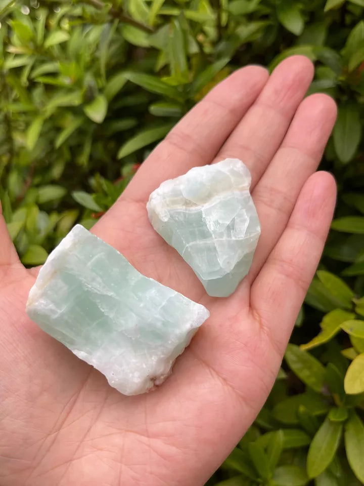 Rough Pistachio Calcite Stone, 1"-2" Raw Aqua Calcite Crystal, Wholesale Bulk