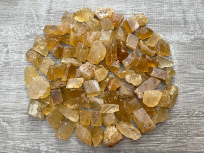 Small Citrine Calcite Rough Stones, 0.5-1.25" Raw Mini Calcite Honey, Bulk Lot