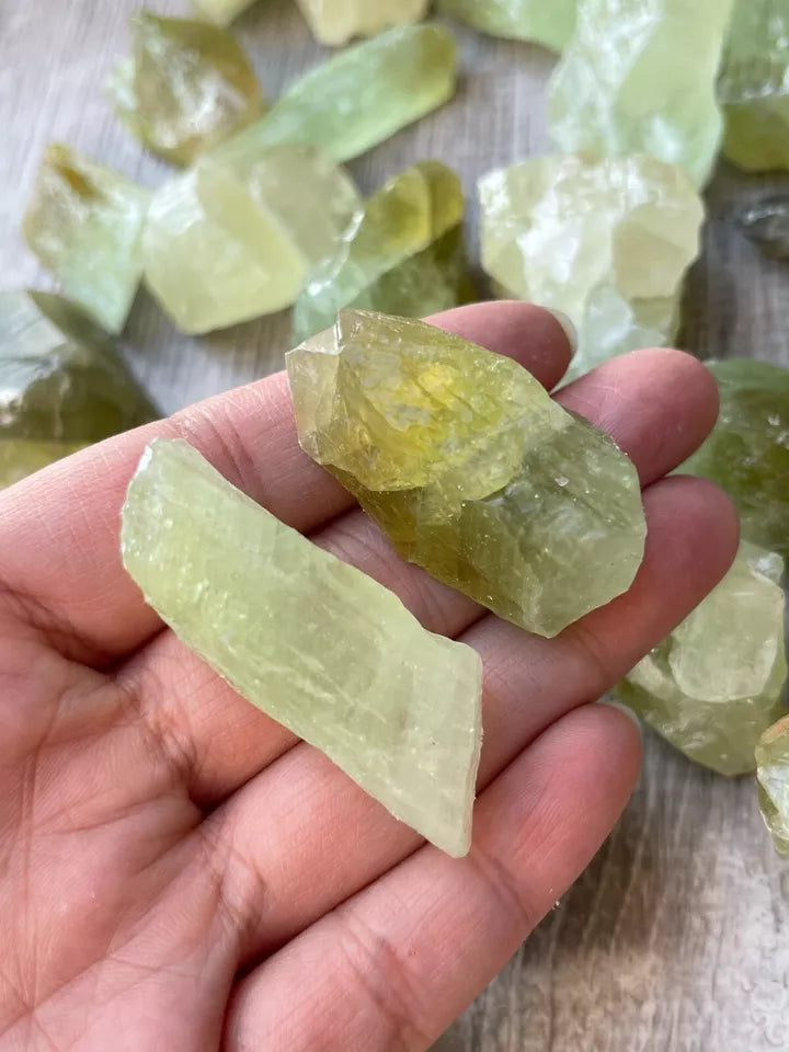 Green Calcite Rough Natural Stones, 1.25"-2" Raw Calcite Green, Healing Crystals