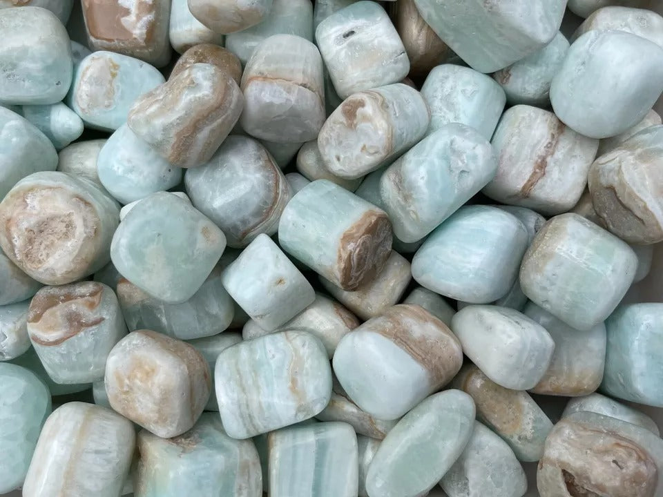 Grade A++ Caribbean Calcite Tumbled Stones, 1-1.5 Inch Tumbled Caribbean Calcite