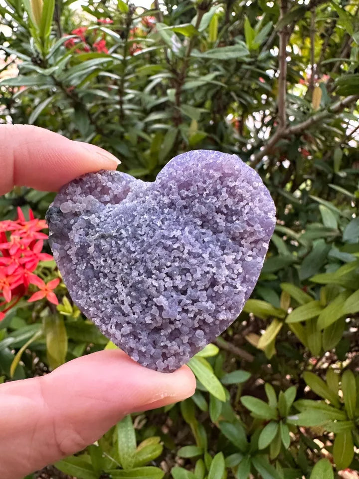 Large Grape Agate Heart, 2" Polished Grape Agate Heart, Grape Agate Palm Stone