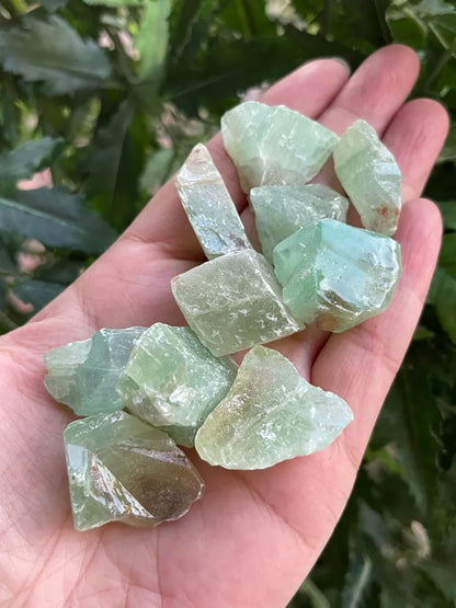 Small Green Calcite Rough Stones, 0.75"-1.25" Raw Calcite Green Chips, Bulk Lot