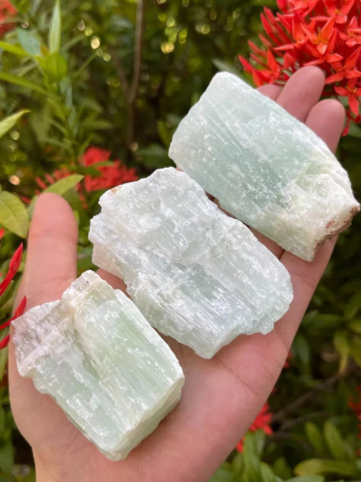 Large Rough Pistachio Calcite Stone, 2-3" Raw Aqua Calcite, Wholesale Bulk Lot