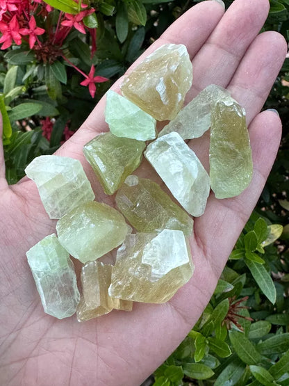 Small Green Calcite Rough Natural Stones, 0.5-1.25" Raw Calcite Green, Bulk Lot