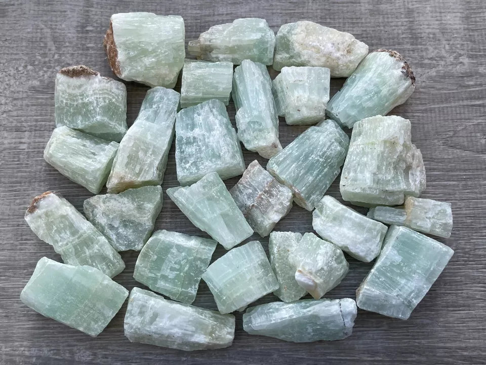 Rough Pistachio Calcite Stone, 1.5"-2.5" Raw Aqua Calcite Crystal,Wholesale Bulk