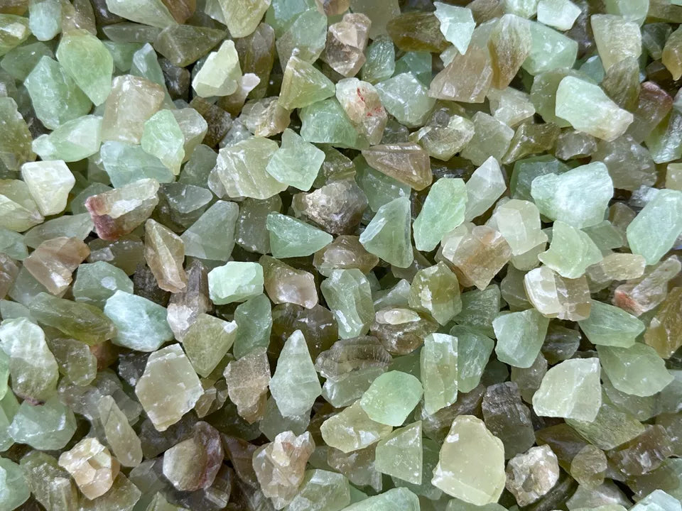 Small Green Calcite Rough Natural Stones, 0.5-1.25" Raw Calcite Green, Bulk Lot