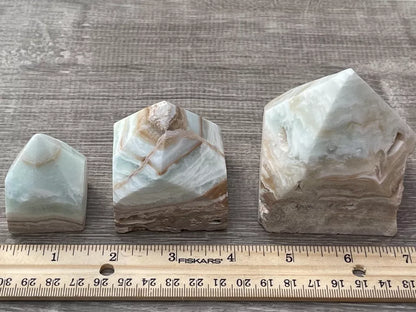 Standing Caribbean Calcite Top Polished Point, Caribbean Calcite Point Cut Base