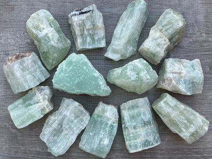 Large Rough Pistachio Calcite Stone, 2-3" Raw Aqua Calcite, Wholesale Bulk Lot