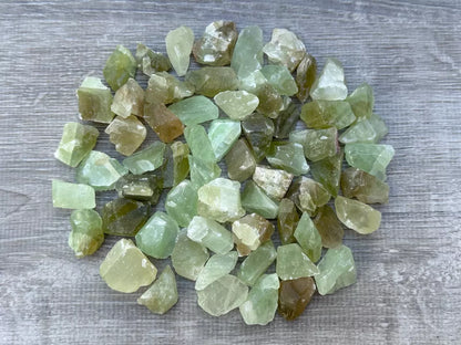 Small Green Calcite Rough Natural Stones, 0.5-1.25" Raw Calcite Green, Bulk Lot