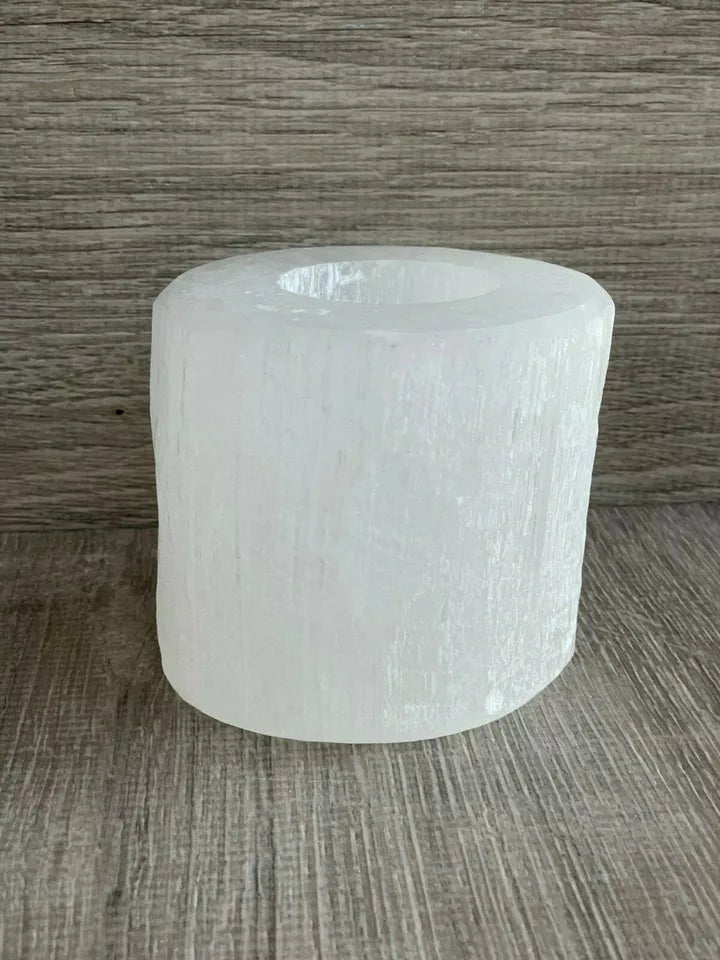 Set of 2 Selenite Candle Holder, Tealight Holder With 4 Shapes -Skyscraper, Flat