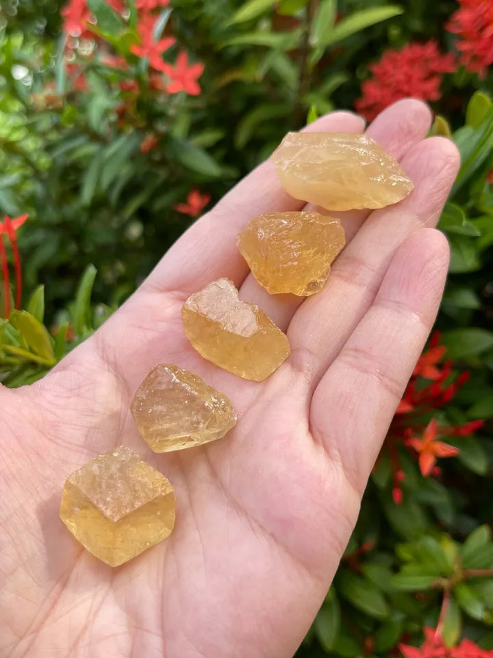 Small Citrine Calcite Rough Stones, 0.5-1.25" Raw Mini Calcite Honey, Bulk Lot