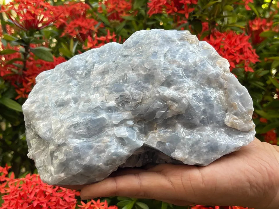 Jumbo Blue Calcite Rough Stones, 2.5" - 7" Massive Raw Calcite Orange Natural