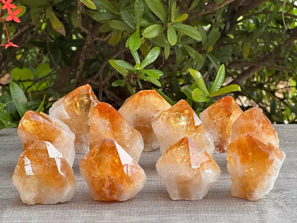 Standing Citrine Top Polished Rough Point, Deep Orange Citrine Crystal Cut Base