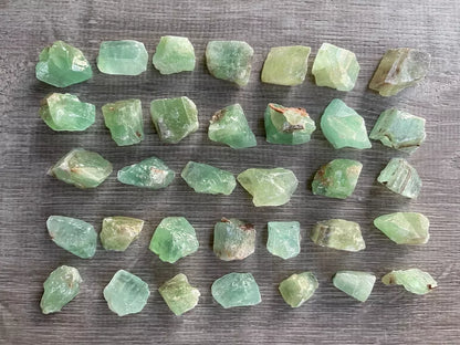 Small Green Calcite Rough Stones, 0.75"-1.25" Raw Calcite Green Chips, Bulk Lot