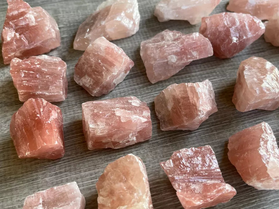 Strawberry Calcite, 1-2" Rough Natural Strawberry Calcite Stones, Wholesale Bulk