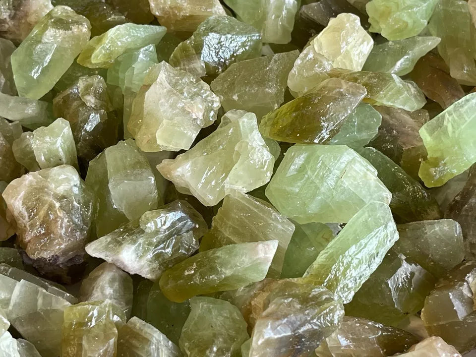 Green Calcite Rough Natural Stones, 1.25"-2" Raw Calcite Green, Healing Crystals