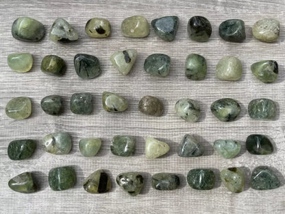 Prehnite With Rutile Tumbled Stones, 0.8-1" Tumbled Prehnite Stones, Bulk lots