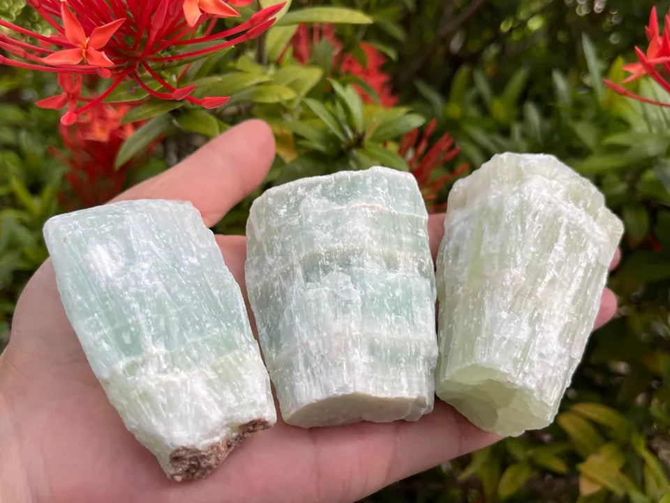 Large Rough Pistachio Calcite Stone, 2-3" Raw Aqua Calcite, Wholesale Bulk Lot