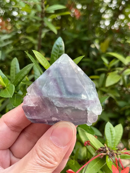 Standing Rainbow Fluorite Top Polished Point, Semi Top Polished Rough Fluorite