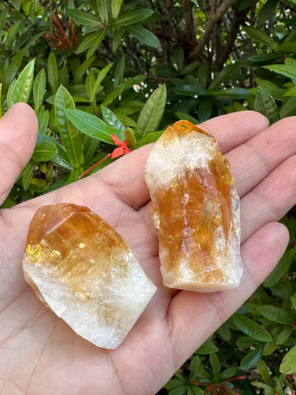 Standing Citrine Top Polished Rough Point, Deep Orange Citrine Crystal Cut Base