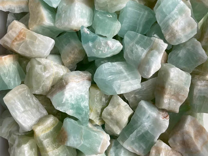 Rough Pistachio Calcite Stone, 1"-2" Raw Aqua Calcite Crystal, Wholesale Bulk