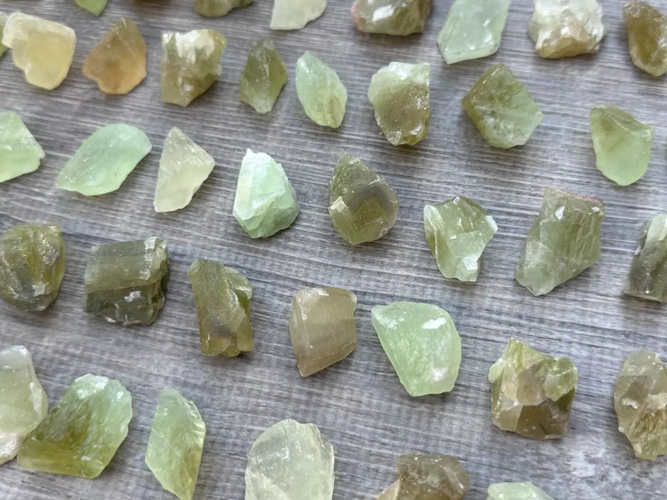 Small Green Calcite Rough Natural Stones, 0.5-1.25" Raw Calcite Green, Bulk Lot